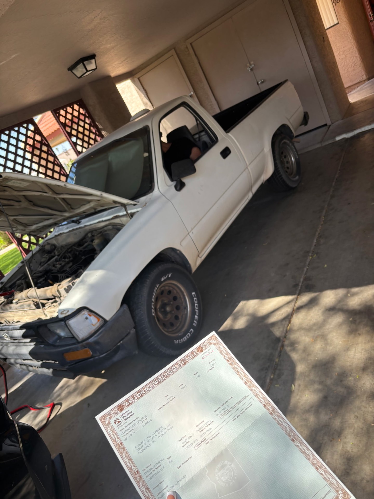 1994 Toyota pickup truck purchased in Las Vegas with Arizona certificate of title